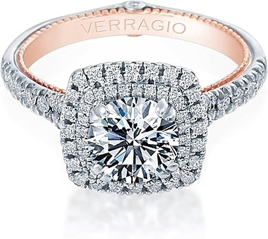 14k White and Rose Gold Verragio Cushion Diamond Halo Lab Created Ring Size  6.5 | eBay